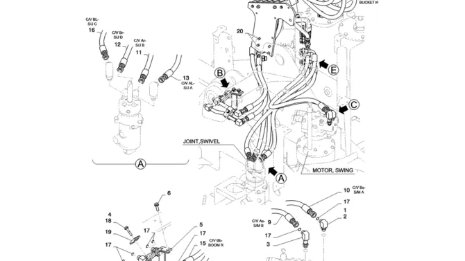 01-021(01) HYDRAULIC LINES, UPPER-2 SK130-8 SK140LC Excavator Parts Number Electronic Catalog EPC Manuals