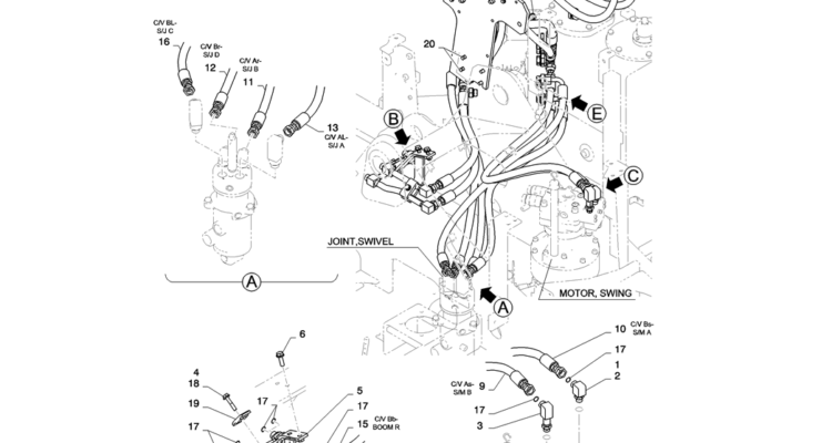 01-021(01) HYDRAULIC LINES, UPPER-2 SK130-8 SK140LC Excavator Parts Number Electronic Catalog EPC Manuals