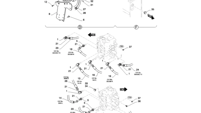 01-021(02) HYDRAULIC LINES, UPPER-2 SK130-8 SK140LC Excavator Parts Number Electronic Catalog EPC Manuals
