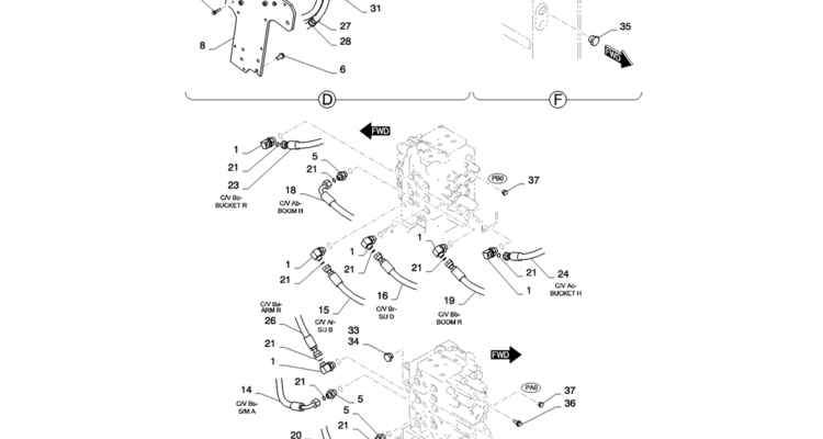 01-021(02) HYDRAULIC LINES, UPPER-2 SK130-8 SK140LC Excavator Parts Number Electronic Catalog EPC Manuals
