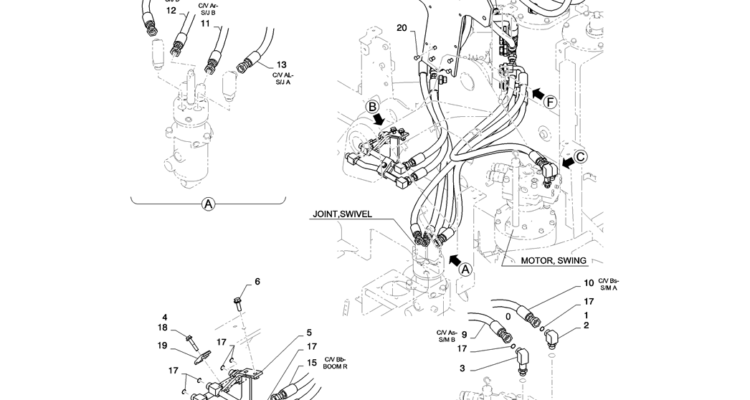 01-022(01) HYDRAULIC LINES, UPPER (NIBBLER & BREAKER)-2 SK130-8 SK140LC Excavator Parts Number Electronic Catalog EPC Manuals