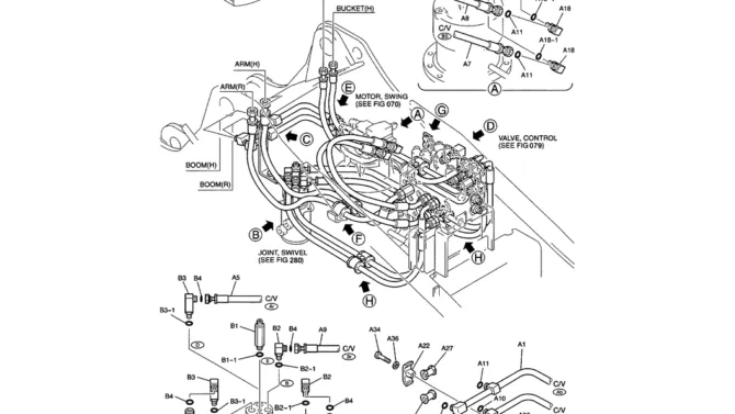 01-022(01) UPPER HYDRAULIC LINES (MAIN)-SK200-6E SK210LC-6E SK200-6ES SK200LC-6E Kobelco Excavator Parts Number Electronic Catalog EPC Manuals