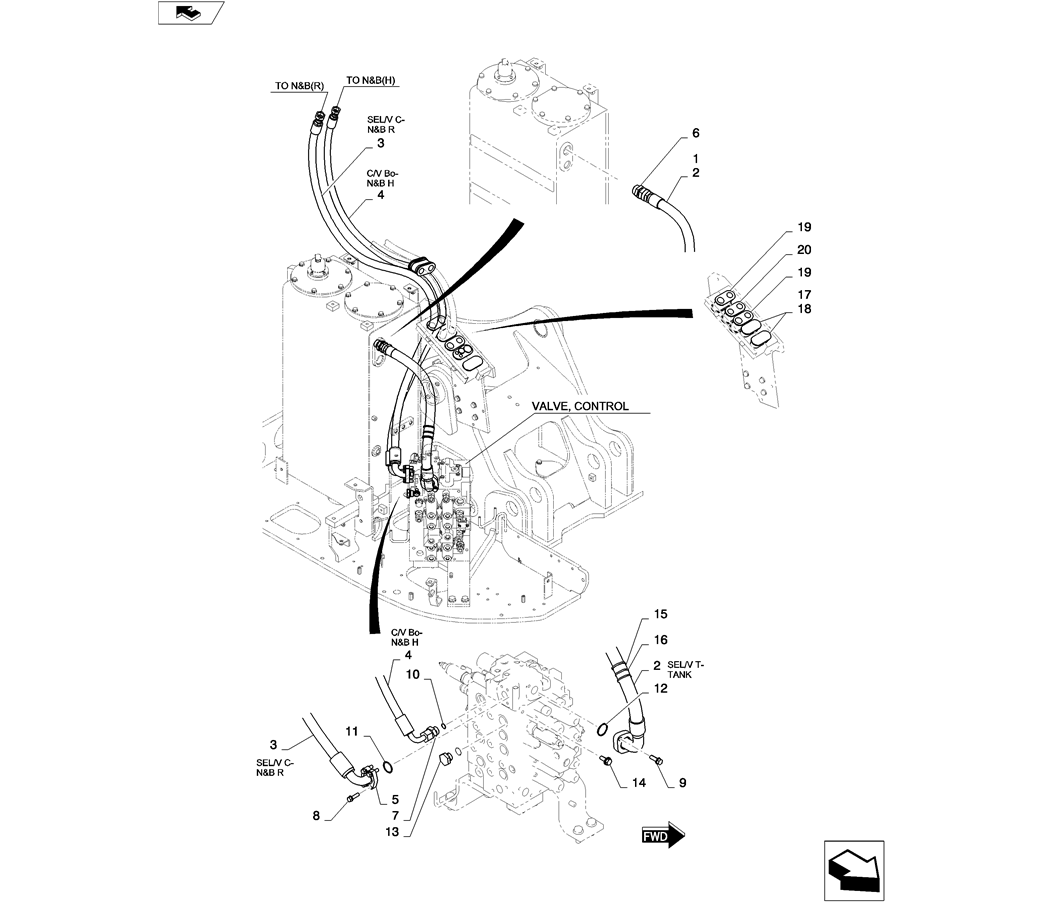 01-022(03) HYDRAULIC LINES, UPPER (NIBBLER & BREAKER)-2 SK130-8 SK140LC Excavator Parts Number Electronic Catalog EPC Manuals