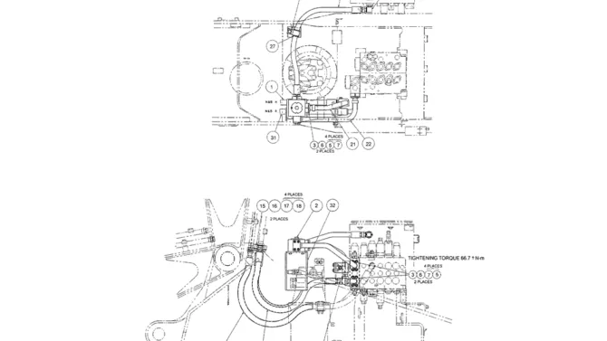 01-023(01) UPPER HYDRAULIC LINES (NIBBLER AND BREAKER)-SK200-6E SK210LC-6E SK200-6ES SK200LC-6E Kobelco Excavator Parts Number Electronic Catalog EPC Manuals