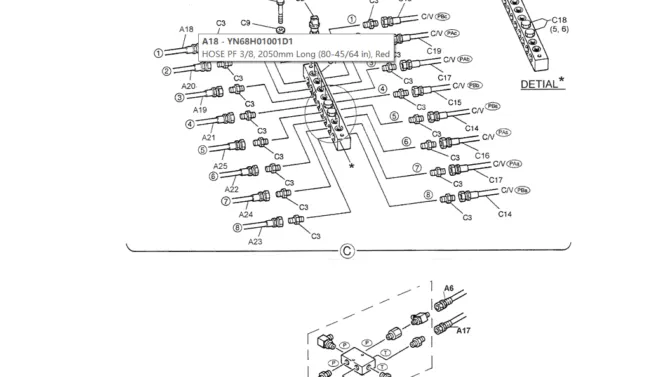 01-031(02) REMOTE CONTROL LINES (BOOM AND ARM SAFETY)-SK200-6E SK210LC-6E SK200-6ES SK200LC-6E Kobelco Excavator Parts Number Electronic Catalog EPC Manuals