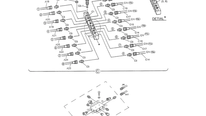 01-032(02) REMOTE CONTROL LINES (BOOM AND ARM SAFETY - N AND B)-SK200-6E SK210LC-6E SK200-6ES SK200LC-6E Kobelco Excavator Parts Number Electronic Catalog EPC Manuals