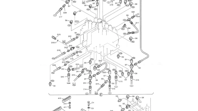 01-032(03) REMOTE CONTROL LINES (BOOM AND ARM SAFETY - N AND B)-SK200-6E SK210LC-6E SK200-6ES SK200LC-6E Kobelco Excavator Parts Number Electronic Catalog EPC Manuals