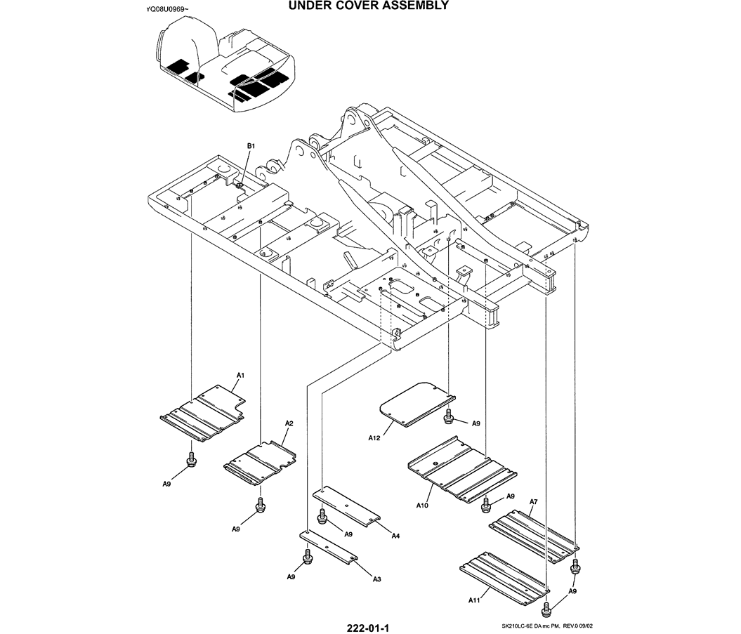 01-050 UNDER COVER ASSEMBLY-SK200-6E SK210LC-6E SK200-6ES SK200LC-6E Kobelco Excavator Parts Number Electronic Catalog EPC Manuals