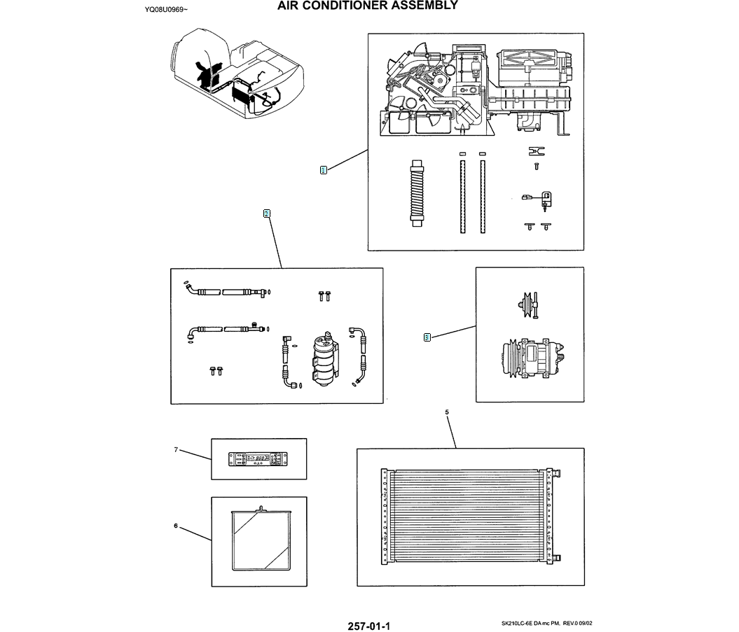 01-056 AIR CONDITIONER ASSEMBLY-SK200-6E SK210LC-6E SK200-6ES SK200LC-6E Kobelco Excavator Parts Number Electronic Catalog EPC Manuals