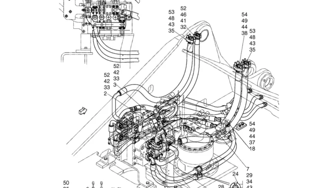 02-22-00(01) HYDRAULIC LINES, UPPER (BASE + NIBBLER & BREAKER) (LS03H00078F1), PAGE 1 OF 3-SK460-8 SK485-8 Kobelco Excavator Parts Number Electronic Catalog EPC Manuals