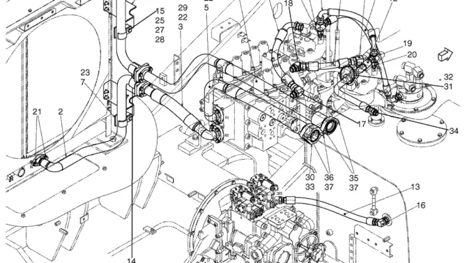 02-23-10(00) HYDRAULIC LINES RETURN (BASE) (LS32H00025F1)-SK460-8 SK485-8 Kobelco Excavator Parts Number Electronic Catalog EPC Manuals