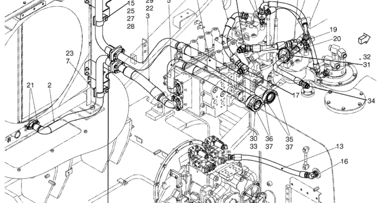 02-23-10(00) HYDRAULIC LINES RETURN (BASE) (LS32H00025F1)-SK460-8 SK485-8 Kobelco Excavator Parts Number Electronic Catalog EPC Manuals