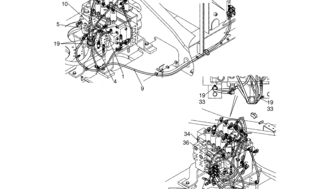 02-24-01(01) CONTROL LINES, MAIN (BOOM & ARM HOLDING VALVES / NIBBLER & BREAKER) (LS06H00055F1 & LS06H00053F1)-SK460-8 SK485-8 Kobelco Excavator Parts Number Electronic Catalog EPC Manuals