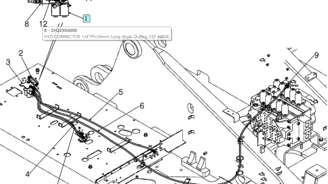 02-37(00) CONTROL LINES, REMOTE (HAND NIBBLER & BREAKER) (LS68H00051F1)-SK460-8 SK485-8 Kobelco Excavator Parts Number Electronic Catalog EPC Manuals