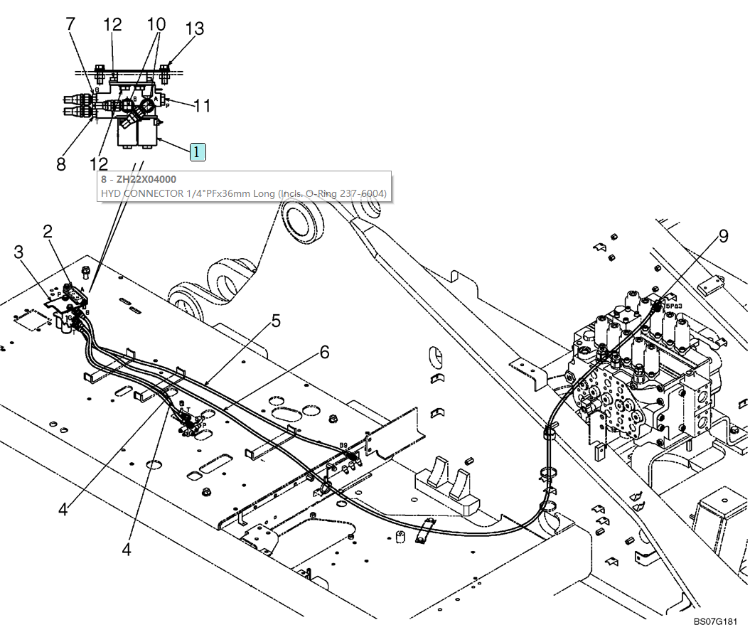 02-37(00) CONTROL LINES, REMOTE (HAND NIBBLER &  BREAKER) (LS68H00051F1)-SK460-8 SK485-8 Kobelco Excavator Parts Number Electronic Catalog EPC Manuals
