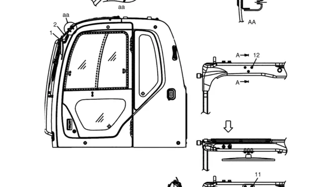 02-41(00) MIRROR INSTALLATION (OPERATOR'S CAB) (YN52C00019F1)-SK460-8 SK485-8 Kobelco Excavator Parts Number Electronic Catalog EPC Manuals
