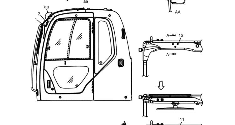 02-41(00) MIRROR INSTALLATION (OPERATOR'S CAB) (YN52C00019F1)-SK460-8 SK485-8 Kobelco Excavator Parts Number Electronic Catalog EPC Manuals