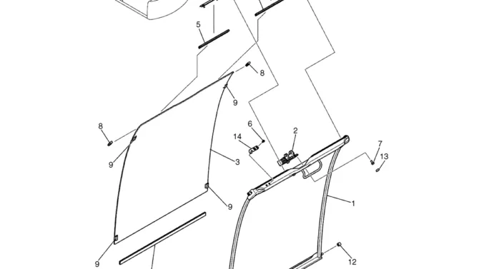02-47-00(00) WINDOW ASSEMBLY, FRONT (YN50C00005F1)-SK460-8 SK485-8 Kobelco Excavator Parts Number Electronic Catalog EPC Manuals