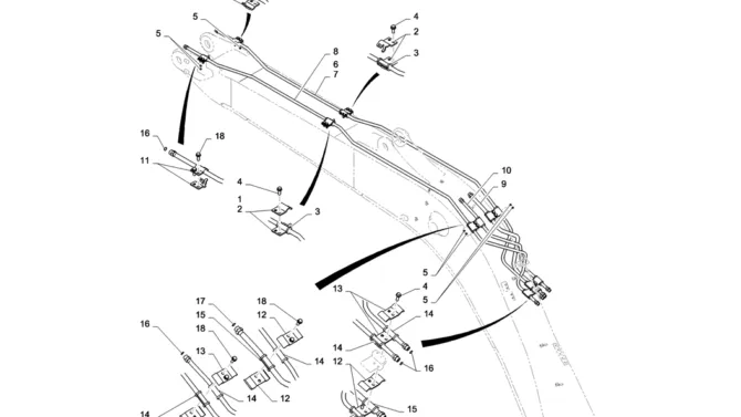 03-006(01) HYDRAULIC LINES, BOOM 4.68M-2 SK130-8 SK140LC Excavator Parts Number Electronic Catalog EPC Manuals
