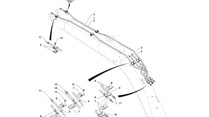 03-007(01) HYDRAULIC LINES, BOOM (NIBBLER & BREAKER)-2 SK130-8 SK140LC Excavator Parts Number Electronic Catalog EPC Manuals