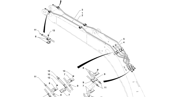 03-007(01) HYDRAULIC LINES, BOOM (NIBBLER & BREAKER)-2 SK130-8 SK140LC Excavator Parts Number Electronic Catalog EPC Manuals