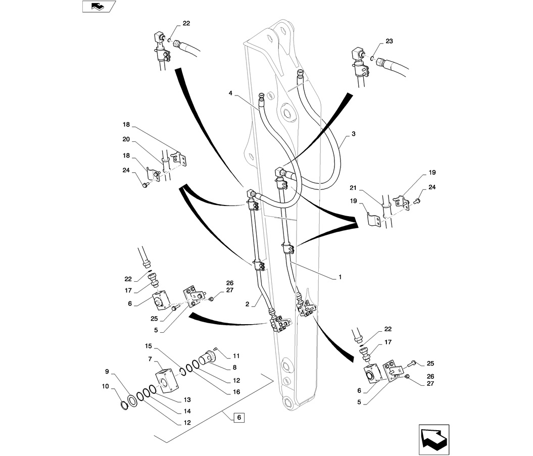 03-027(00) HYDRAULIC LINES, ARM 2.84M (NIBBLER & BREAKER)-2 SK130-8 SK140LC Excavator Parts Number Electronic Catalog EPC Manuals