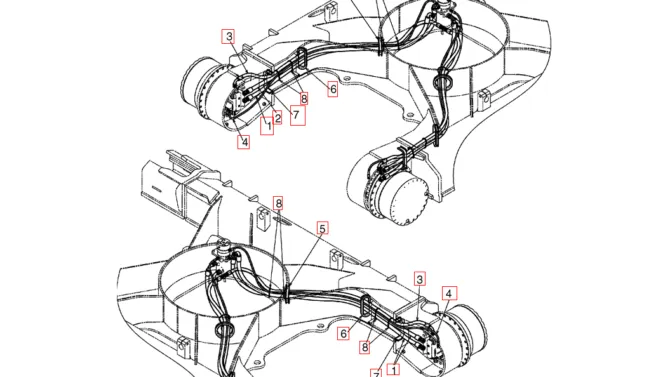 03-10(00) HYDRAULIC LINES, LOWER (LS02H00015F1)-SK460-8 SK485-8 Kobelco Excavator Parts Number Electronic Catalog EPC Manuals