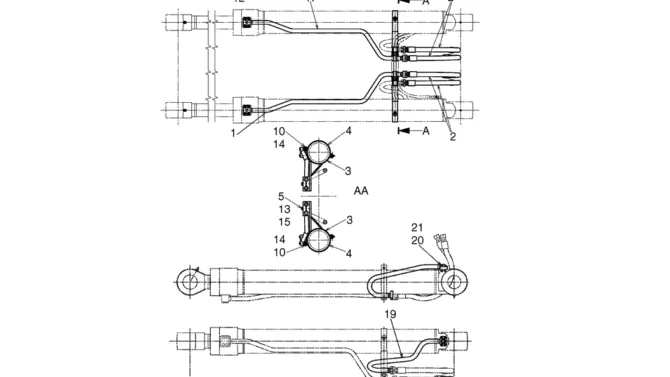 04-07(00) HYDRAULIC CYLINDER LINES, BOOM (LS42H00209F1)-SK460-8 SK485-8 Kobelco Excavator Parts Number Electronic Catalog EPC Manuals