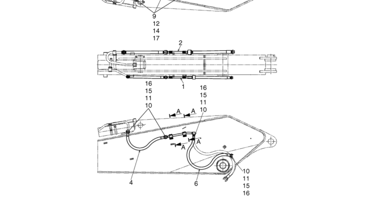 04-17-00(00) HYDRAULIC LINES - ARM (4.04M -- 13FT 3IN / SEMI-LONG) (LS43H00114F1)-SK460-8 SK485-8 Kobelco Excavator Parts Number Electronic Catalog EPC Manuals