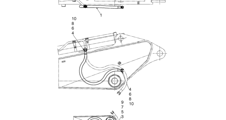 04-19-01(00) HYDRAULIC LINES - ARM (3M -- 9FT 10IN / NIBBLER & BREAKER) (LS43H00104F1)-SK460-8 SK485-8 Kobelco Excavator Parts Number Electronic Catalog EPC Manuals