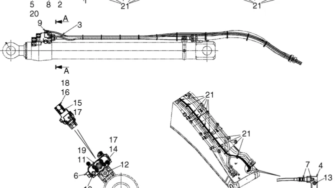 04-23(00) HYDRAULIC LINES, CYLINDER - ARM (BOOM & ARM HOLDING VALVES) (LS42H00246F1)-SK460-8 SK485-8 Kobelco Excavator Parts Number Electronic Catalog EPC Manuals