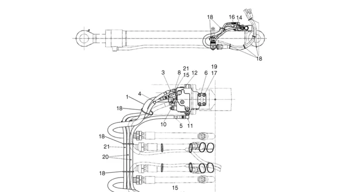 04-24-01(02) HYDRAULIC LINES, CYLINDER - BOOM (BOOM & ARM HOLDING VALVES) (LS42H00195F1)-SK460-8 SK485-8 Kobelco Excavator Parts Number Electronic Catalog EPC Manuals