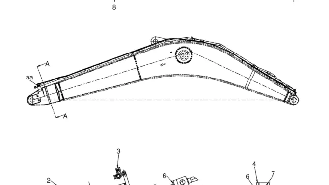 04-34-04(00) HYDRAULIC LINES, BOOM - HENDRIX COUPLER (LC42HU0012F5)-SK460-8 SK485-8 Kobelco Excavator Parts Number Electronic Catalog EPC Manuals