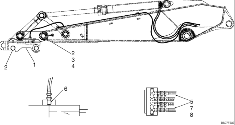 04-35-04(00) HYDRAULIC LINES, JRB COUPLER (LC32TU0005F8)-SK460-8 SK485-8 Kobelco Excavator Parts Number Electronic Catalog EPC Manuals