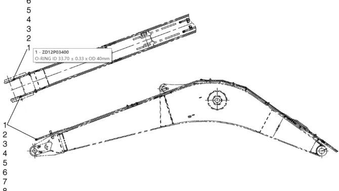 06-03(00) HYDRAULIC LINES - PLUG ASSEMBLY (NO ARM INSTALLED) (YN42HU1002F8)-SK460-8 SK485-8 Kobelco Excavator Parts Number Electronic Catalog EPC Manuals