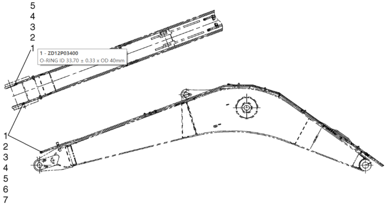 06-03(00) HYDRAULIC LINES - PLUG ASSEMBLY (NO ARM INSTALLED) (YN42HU1002F8)-SK460-8 SK485-8 Kobelco Excavator Parts Number Electronic Catalog EPC Manuals
