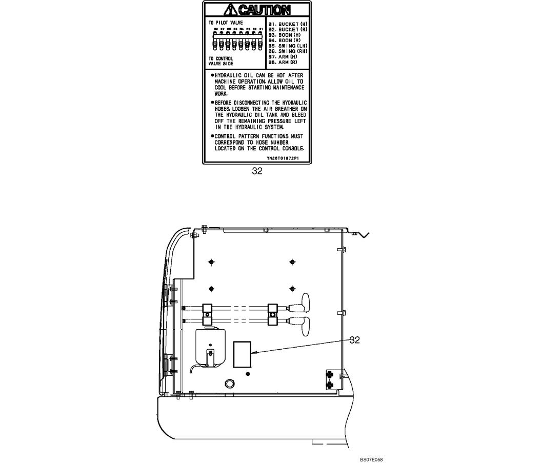 07-05(00) NAME PLATE INSTALLATION, LOCATION (YN22T00340F4)-SK460-8 SK485-8 Kobelco Excavator Parts Number Electronic Catalog EPC Manuals