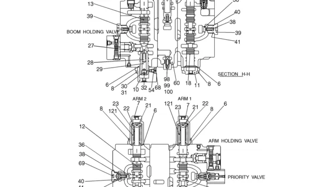 08-01-05(06) VALVE ASSEMBLY, CONTROL (LS30V00009F1)-SK460-8 SK485-8 Kobelco Excavator Parts Number Electronic Catalog EPC Manuals