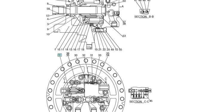 08-04(00) MOTOR (PROPEL) (LS15V00022F1)-SK460-8 SK485-8 Kobelco Excavator Parts Number Electronic Catalog EPC Manuals