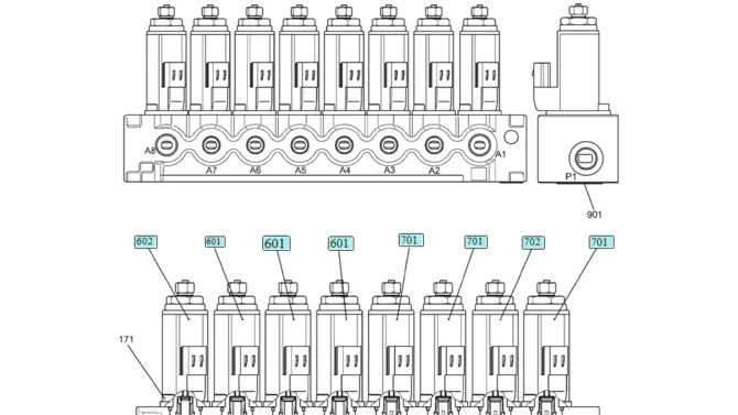 08-16-00(00) VALVE ASSEMBLY, SOLENOID (YN35V00047F1)-SK460-8 SK485-8 Kobelco Excavator Parts Number Electronic Catalog EPC Manuals