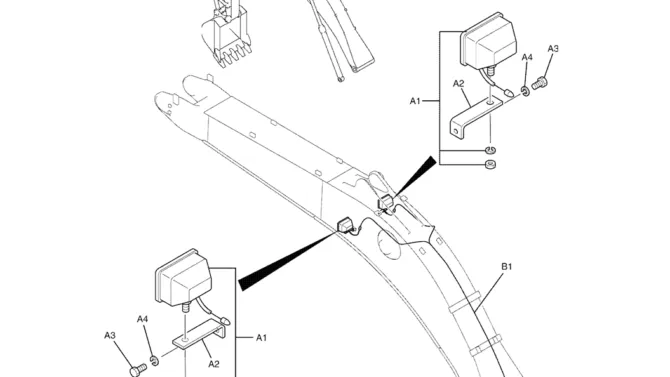 08-40(00) LAMP MOUNTING - BOOM (YN80E00026F1 & LB15E00001F3)-SK460-8 SK485-8 Kobelco Excavator Parts Number Electronic Catalog EPC Manuals