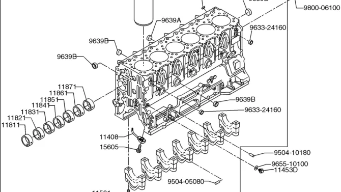 09-04(00) CYLINDER BLOCK-SK460-8 SK485-8 Kobelco Excavator Parts Number Electronic Catalog EPC Manuals