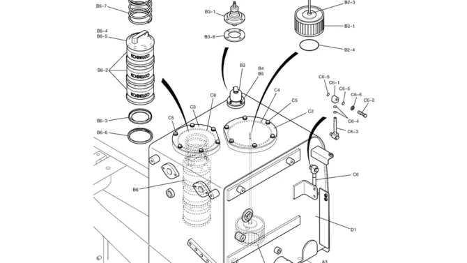 1.012(00) HYDRAULIC TANK ASSEMBLY LC33H00043F1-SK350-8 Kobelco Excavator Parts Number Electronic Catalog EPC Manuals