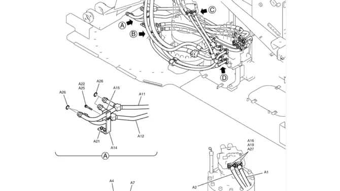1.019(00) UPPER HYDRAULIC LINES - MAIN LC03H00054F1 (PAGE 1 OF 2)-SK350-8 Kobelco Excavator Parts Number Electronic Catalog EPC Manuals