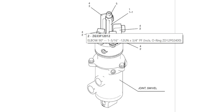 1.022(00) HYDRAULIC LINES - SWIVEL LC19H00014F1-SK350-8 Kobelco Excavator Parts Number Electronic Catalog EPC Manuals