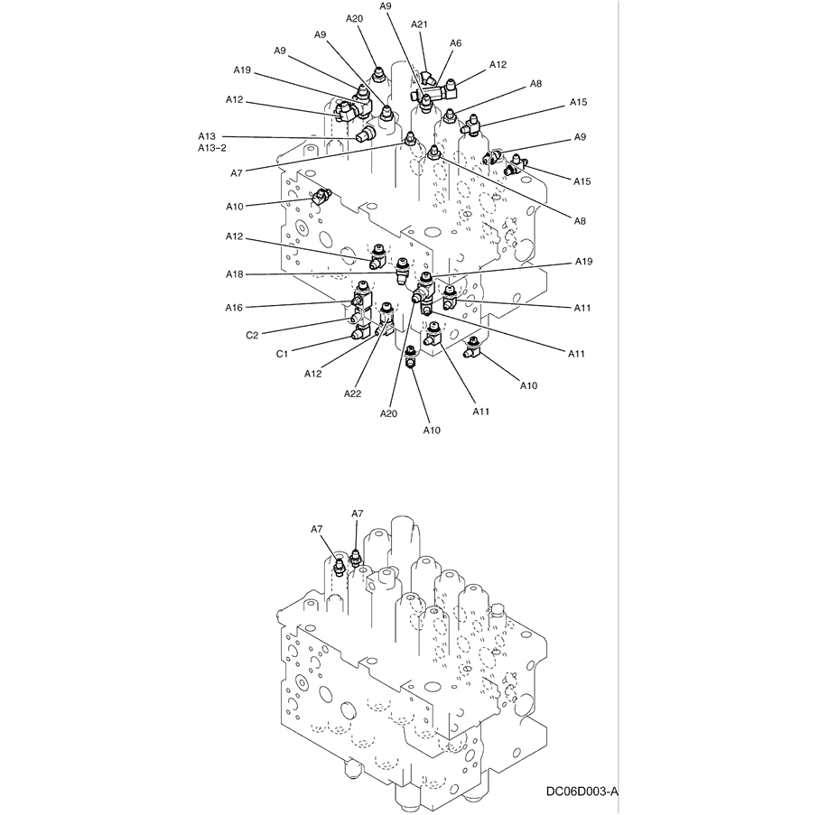  1.036(00) CONTROL LINES, VALVE LC64H00104F1 PAGE 1 OF 2-SK350-8 Kobelco Excavator Parts Number Electronic Catalog EPC Manuals