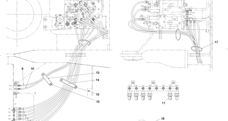 1.043(00) CONTROL LINES, BLOCK LC64H00150F1 BASE-SK350-8 Kobelco Excavator Parts Number Electronic Catalog EPC Manuals