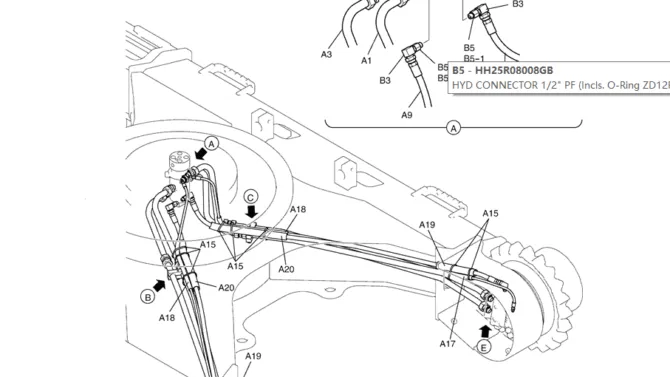 2.014(00) LOWER HYDRAULIC LINES LC02H00022F1 PAGE 1 OF 2-SK350-8 Kobelco Excavator Parts Number Electronic Catalog EPC Manuals