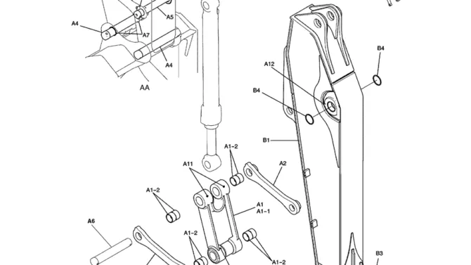 3.009(00) ARM GROUP, 3.3M (10FT - 10IN) 4.15M (13FT - 9IN) (LC12B00266F1,-SK350-8 Kobelco Excavator Parts Number Electronic Catalog EPC Manuals