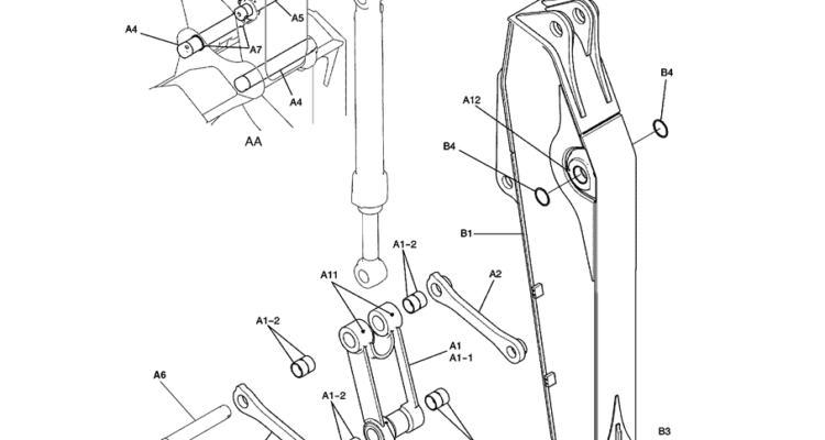 3.009(00) ARM GROUP, 3.3M (10FT - 10IN) 4.15M (13FT - 9IN) (LC12B00266F1,-SK350-8 Kobelco Excavator Parts Number Electronic Catalog EPC Manuals
